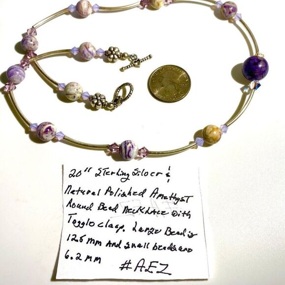 AEZ# Brighton Polished Amethyst & Silver Necklace - Picture 10 of 10